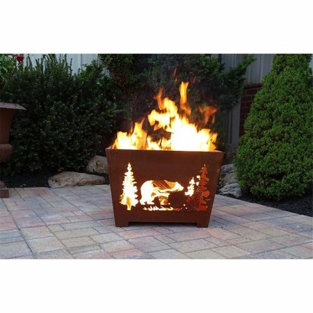 GARDENCONTROL Bear Fire Basket, Rust Metal GA2659160
